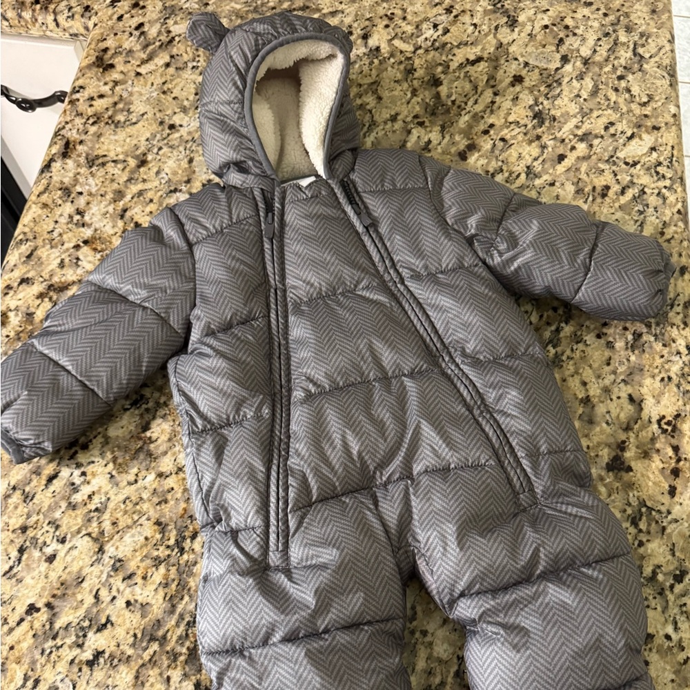 GAP Gray Chevron Baby Snowsuit